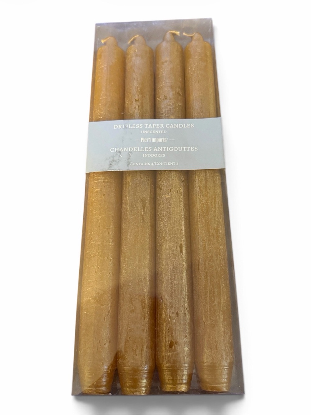 Pier 1 Gold Taper Candles - Set of 4